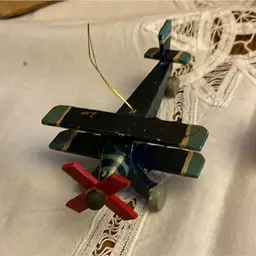 Christmas Plane Ornaments Wood Vintage