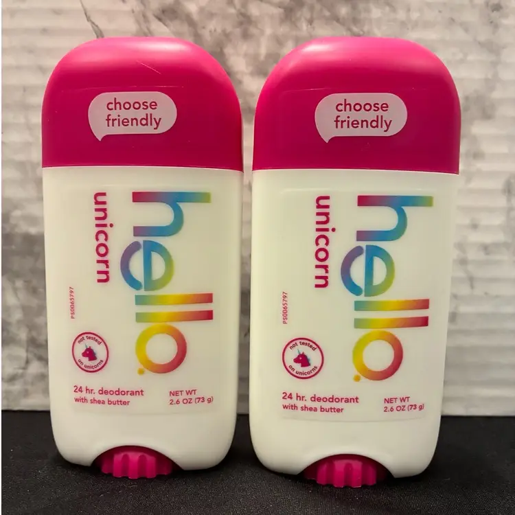 Hello Unicorn 2-PACK Shea Butter Aluminum Free 24Hr Deodorant Stick 2.6oz ea
