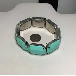 Blue & Silvertone Bracelet Strech