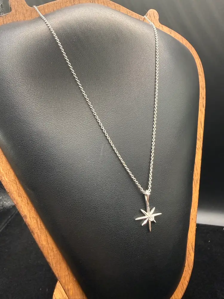 14K White Gold And Diamond Necklace