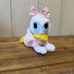Disney Baby Daisy Duck  Plush Stuffed Animal Pink Bow Vintage 1984