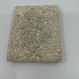 Vintage Ivory Color Sequin & Seed Bead Wallet