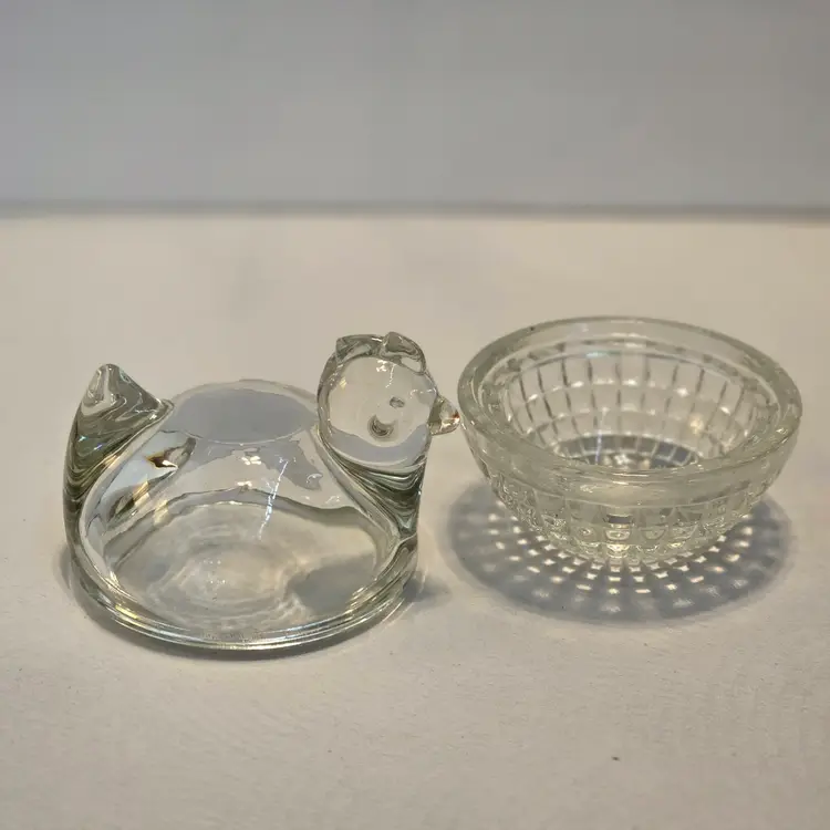 vintage Anchor Hocking clear glass hen on nest