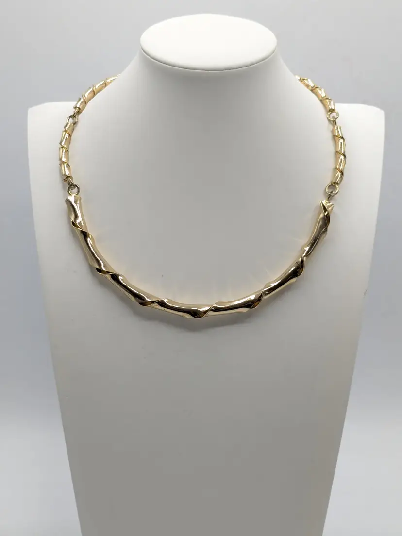 Vintage Gold Tone Scrolled Link Necklace