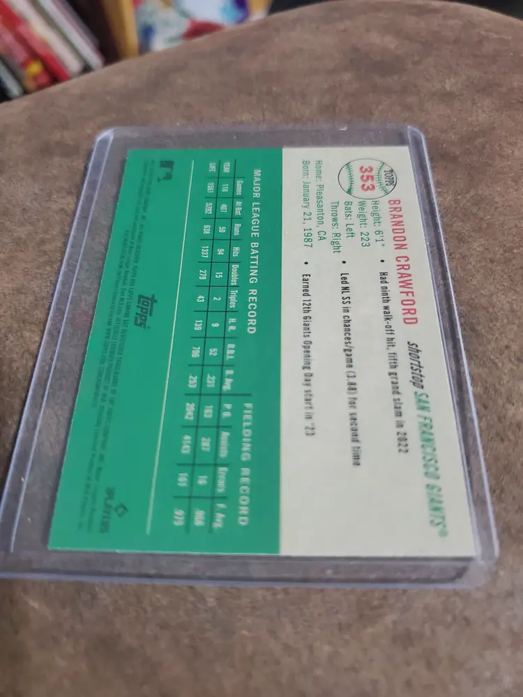 2023 Topps Chrome Brandon Crawford San Francisco Giants Auto On Card