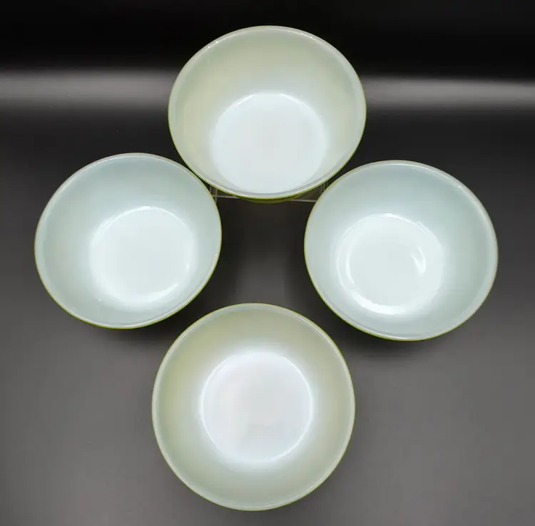 Vintage Anchor Hocking Fire-King Bowls Avocado Green Ombre Set of 4