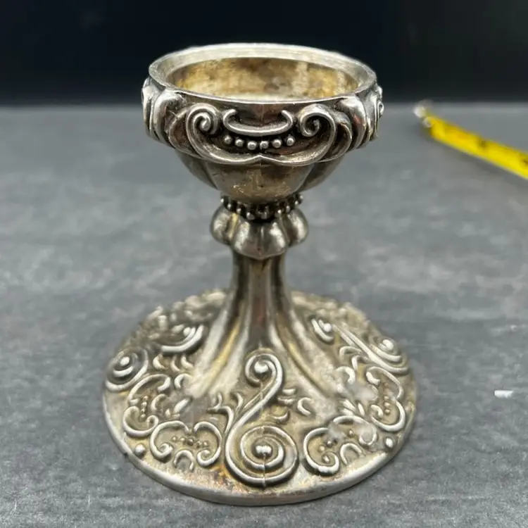#437B Vintage Godinger Silver-plate Candlestick Holder Featuring a Baroque/Swirl Baroque Design