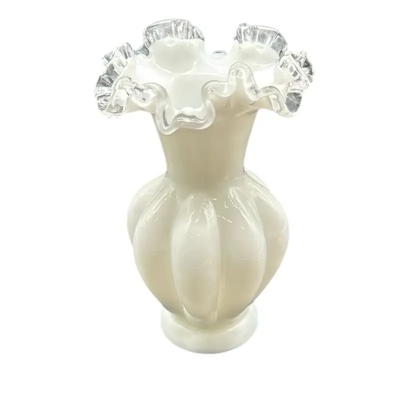 Fenton Milk Glass SilverCrest Ruffled Vase