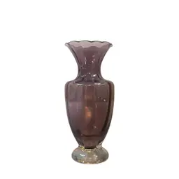 Possibly Pilgrim Amethyst Ruffled Bud Vase With Optic And Applied Clear Base