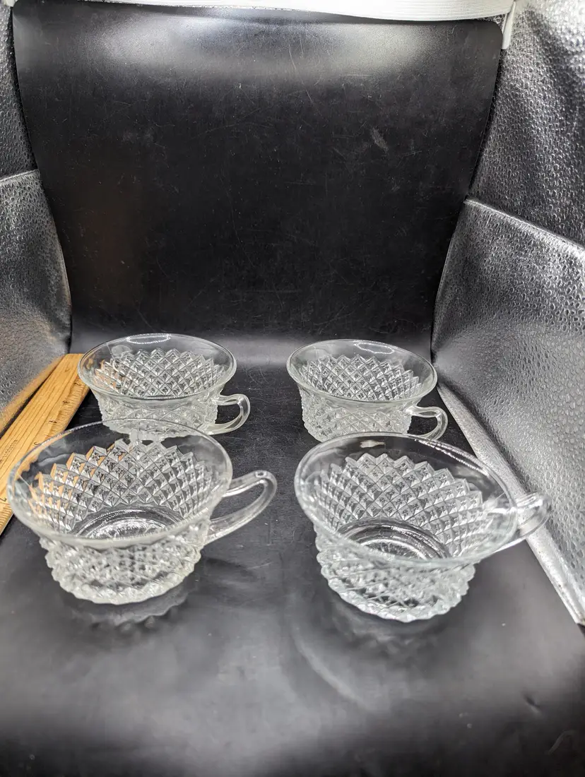 Vintage Lot Of 4 Anchor Hocking Miss America Pattern Coffee Cups no Saucers