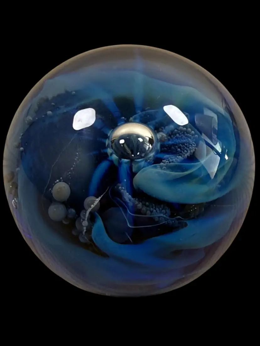 Seegers & Fein Art Glass Nebula Paperweight