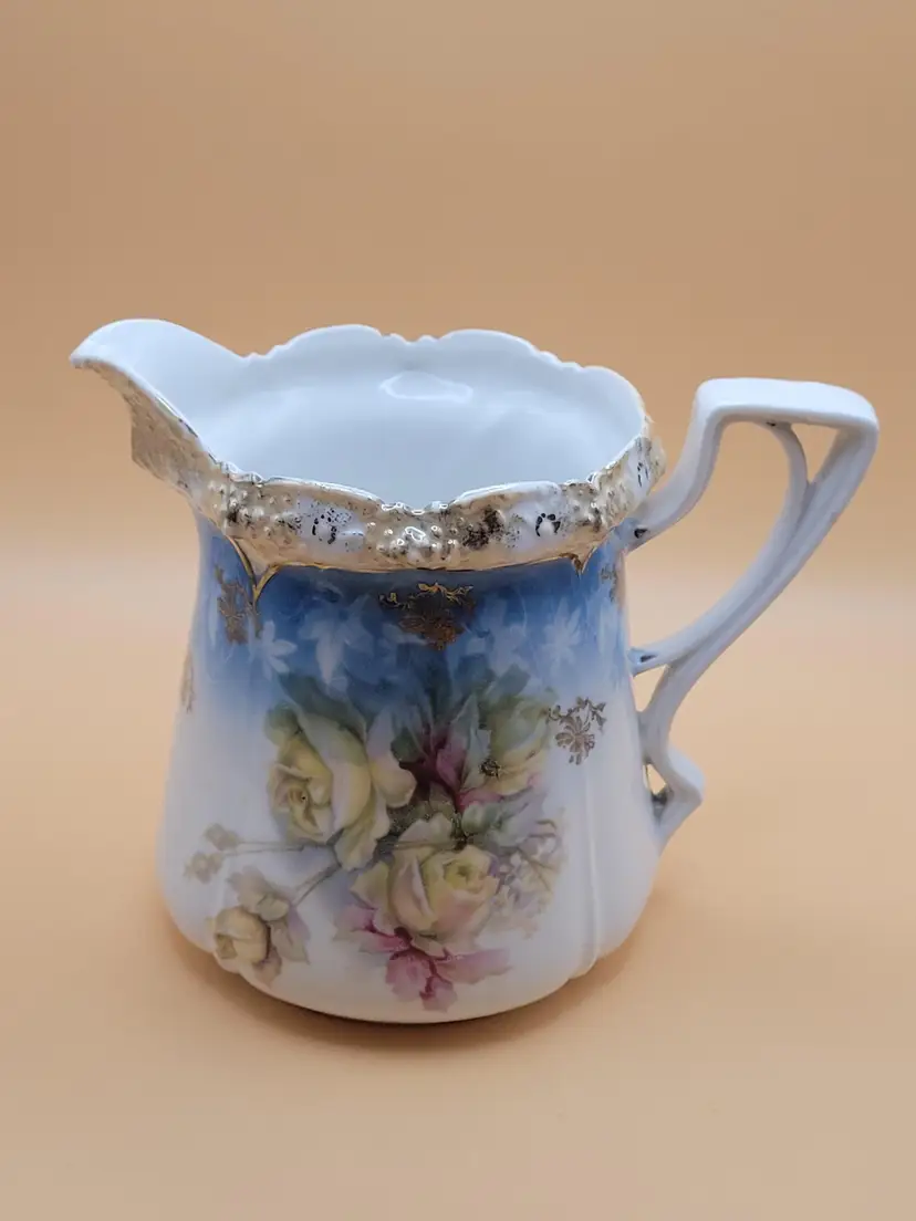 Antique RS Prussia 1900s Floral Porcelain Creamer