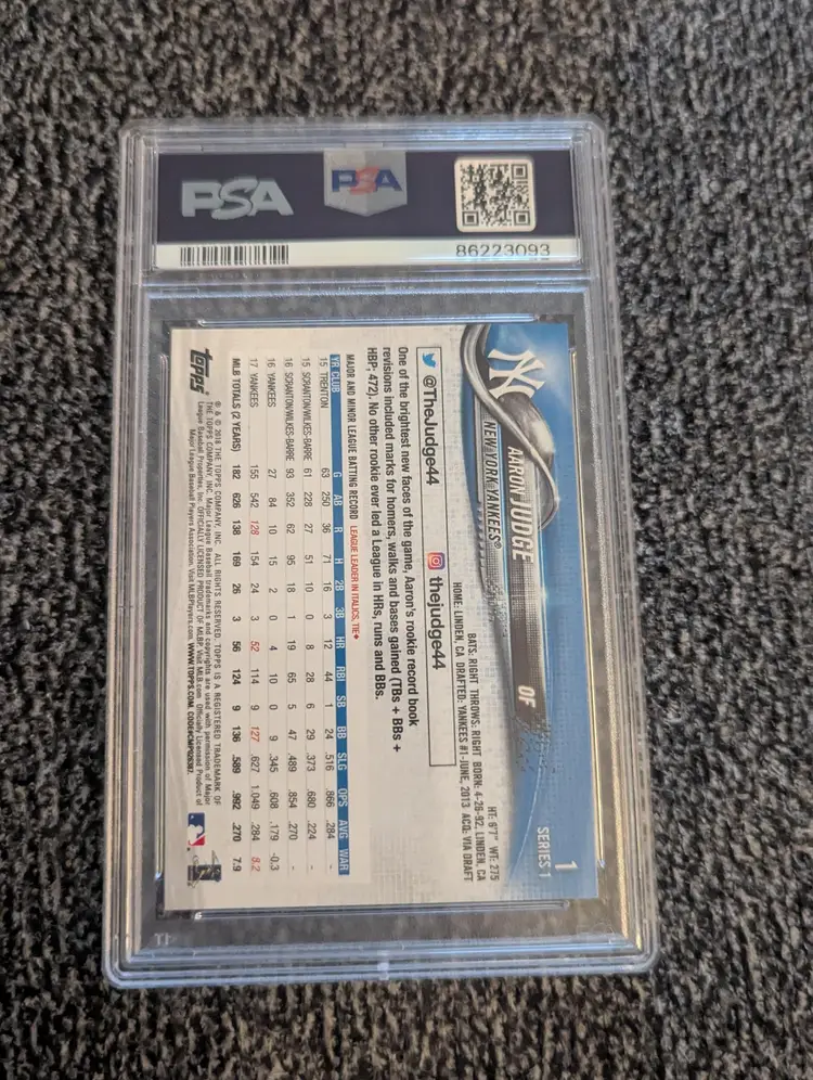 #01 - 2018 Topps Aaron Judge Future Stars #1 PSA 9 New York Yankees