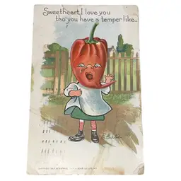 1910 Tucks Postcard Anthropomorphic Hot Pepper