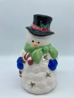 Ceramic Snowman Tea Light Holder #1