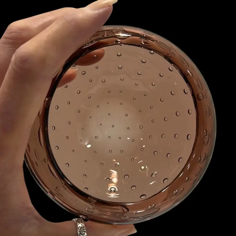 Vintage MCM Murano Bullicante Amethyst Glass Bowl, 4”