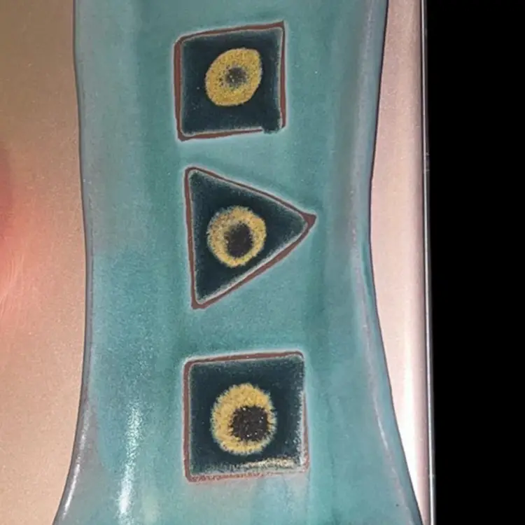 Handmade Red Clay Pottery Art Deco Trinket Plate   8”