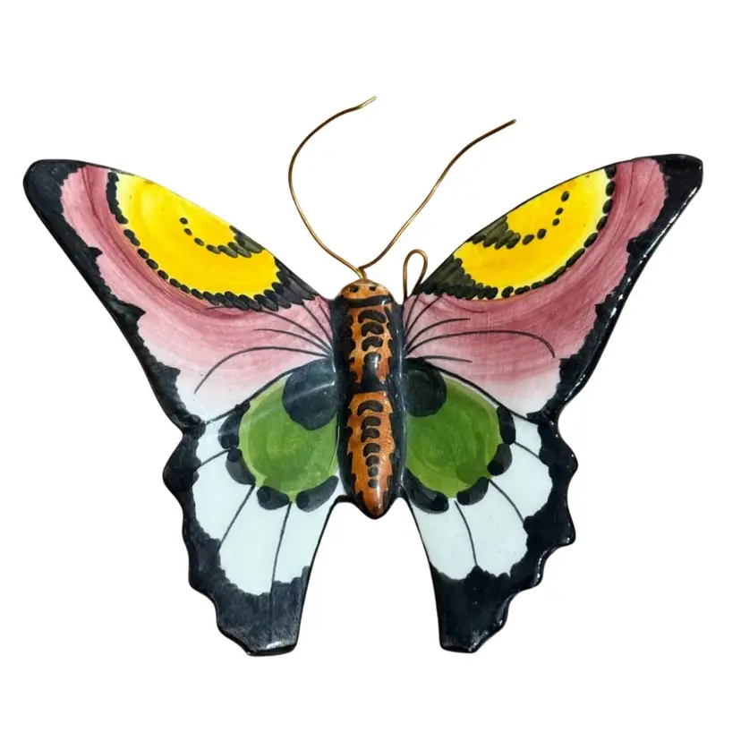 hand-painted ceramic butterfly wall hanging Made In Portugal