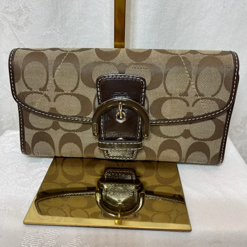 Coach Signature Jacquard Soho Buckle Slim Wallet