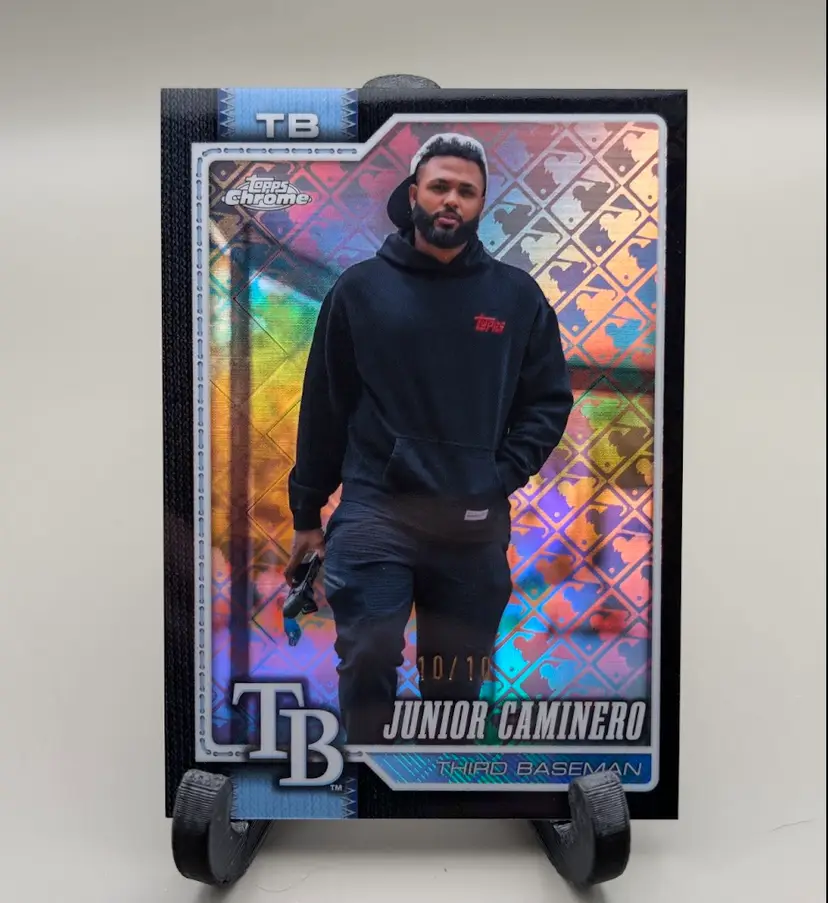 Junior Caminero /10 2026 Topps Chrome Logofractor Image Variation SP Black #130 - Tampa Bay Rays - (148-121)