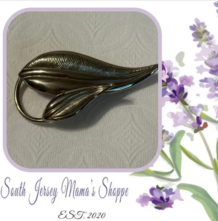 Vintage Silver Tone Leaf Brooch