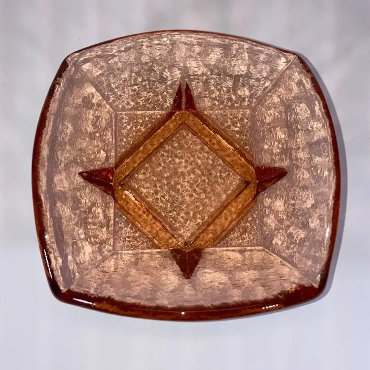 Fire And Light Recycled Glass Copper Orange Jewelry Cache Trinket Dish