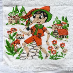 Vintage Towels By FMC All Cotton Pinocchio Bath Towel Made In USA RN# 14923