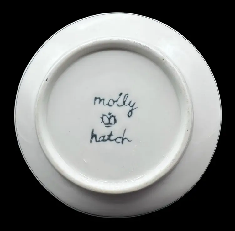 Anthropologie Molly Hatch Eiffel Tower Ring Holder Trinket Dish White Blue 3.5”