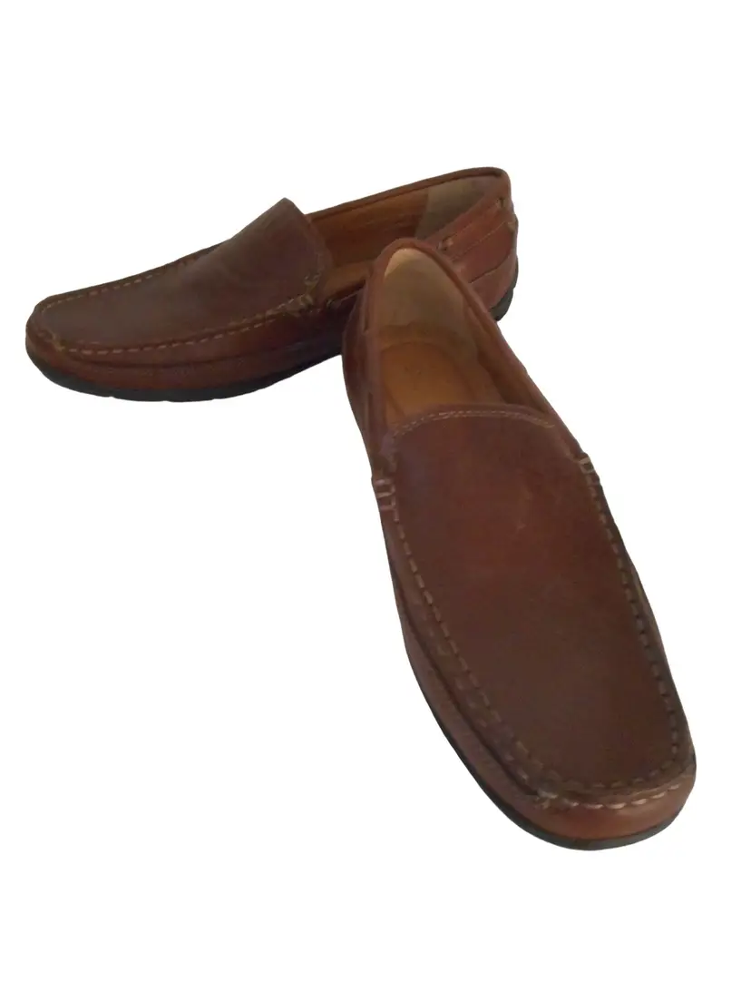Mens Bass brown Hank Loafer Driving Shoe Sz 8.5 D Leather Upper Like New