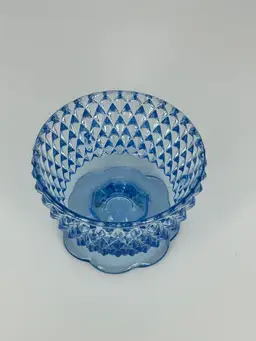 Vintage Indiana Glass Diamond Point Fairy Lamp Base – Blue Glass (Base Only)