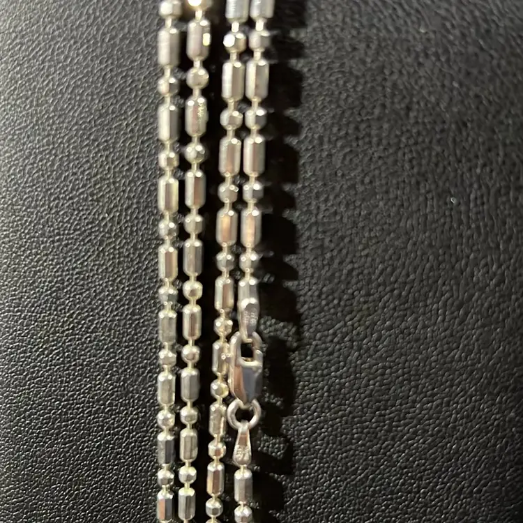 36” Sterling Silver Bead Linked Design Marked Italy