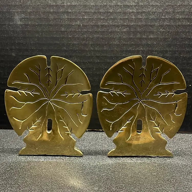 Vintage Brass Sand Dollar Bookends
