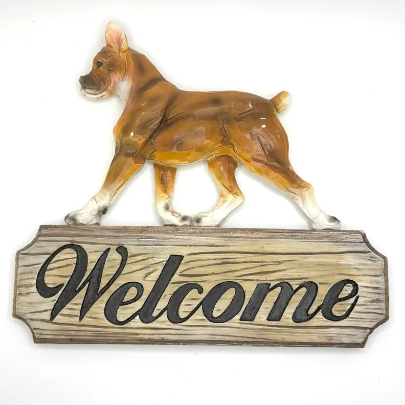 Boxer Dog Welcome Sign 7” x 8”