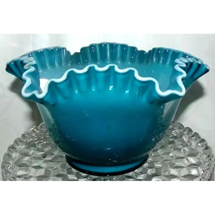 Fenton Glass Jamestown Overlay, Ruffled Bowl, 1957/58