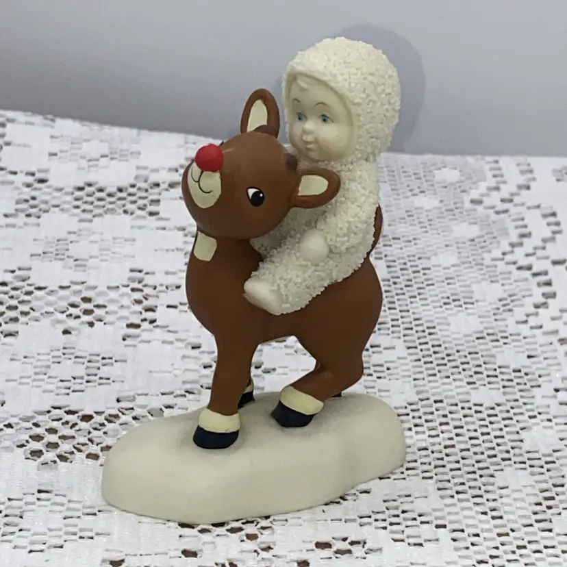 Dept 56 Snowbabies Rudolph Lights The Way Figurine Vintage Christmas 1992