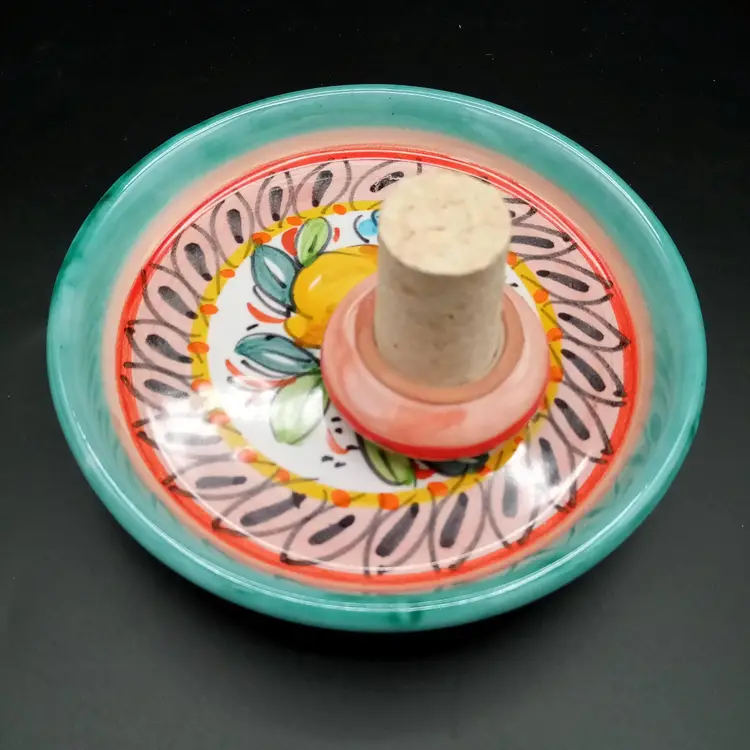 New Dip A Mano POSITANO Hand Painted Italian Coaster And Stopper Set, Italy