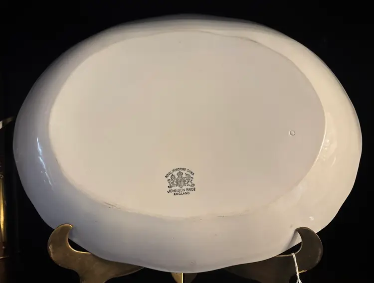 Antique Johnson Bros Ironstone Amaranth Leaf Platter