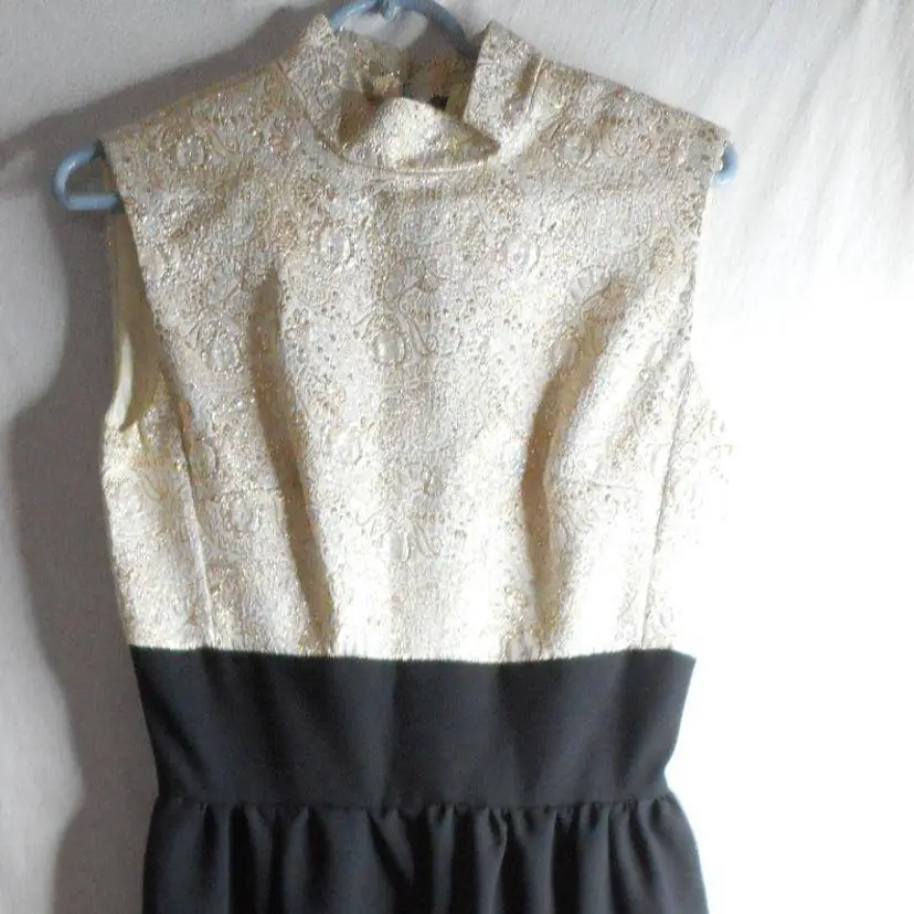 Vintage Handmade Holiday Formal Dress 1960s 1970s sleeveless mandarin collar
