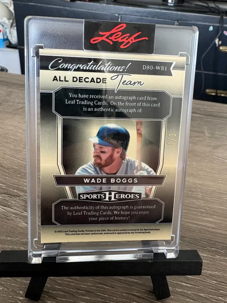 Wade Boggs 2025 Leaf Sports Heroes 1980s All Decade Team Red Crystal Auto Autograph #d 1/3 MLB Baseball Card Boston Red Sox (F)
