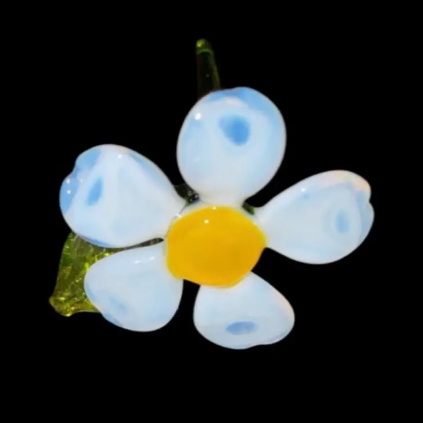 #08-Just In From Ukraine Medium Hand Blown Glass Flower As Shown