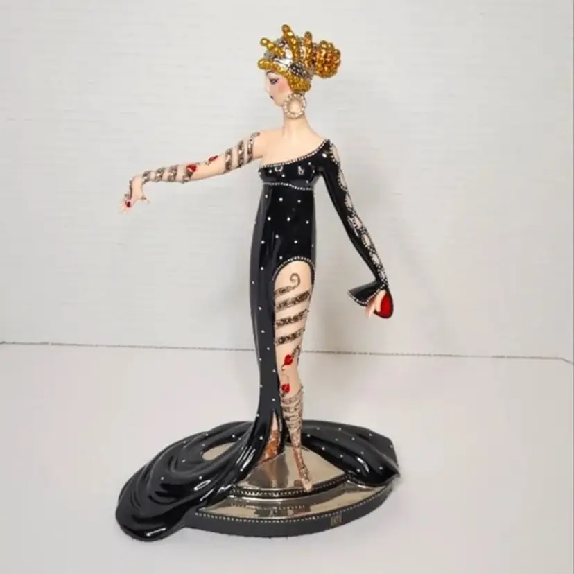 House of Erte Pearls and Rubies Handpainted Luxury Porcelain Statue Limited Edition