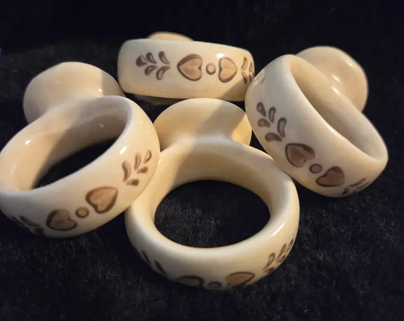 Pfaltzgraff "Village" Footed Napkin Rings, Set of 4