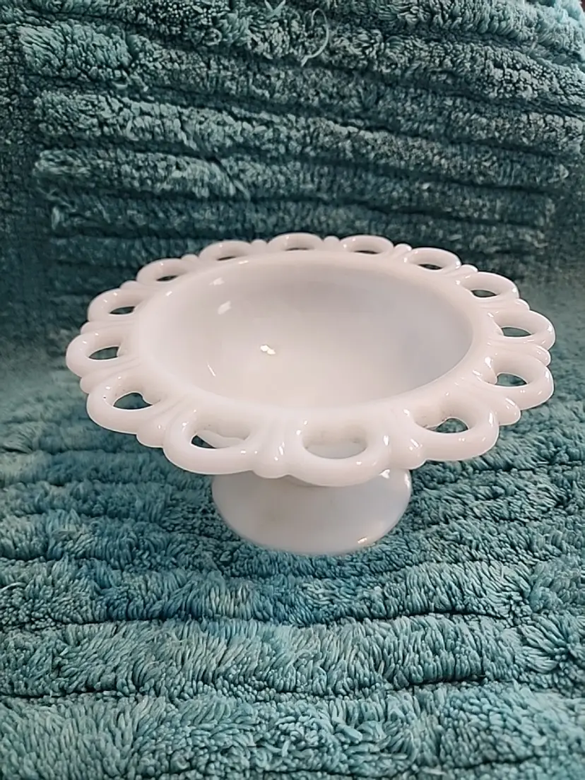 Vintage Lace edge Milk Glass