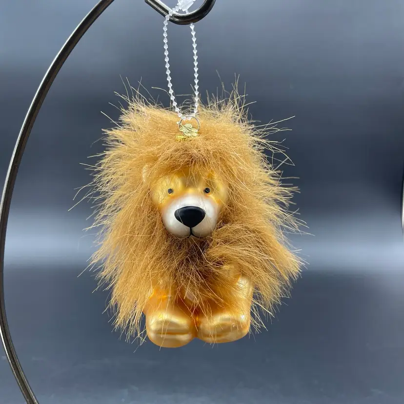 Cherry Designs #1035 Glass Lion Cat Circus Carnival Hanging Christmas Ornament