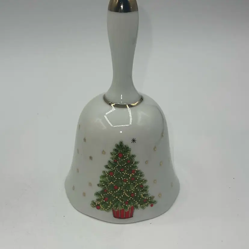 Vintage PORCELAIN BELL W CHRISTMAS TREE MADE IN JAPAN 5”