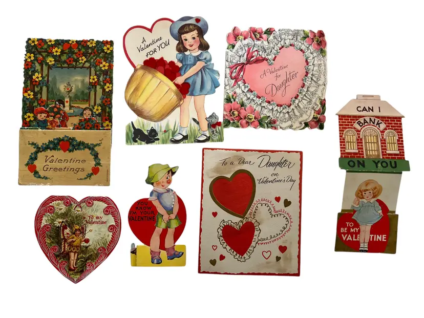 Valentines Day Cards From the 1950s. Vintage Greeting Cards. Some with Handwritten Messages Hallmark Stanley Gibson