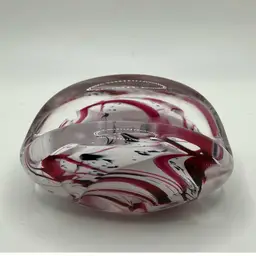 Signed Pink/Black/White Swirl Business Card Photo Holder Paperweight