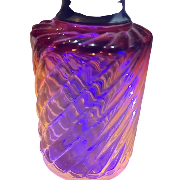 1930s Baccarat Rose Tiente Swirl Vintage Dresser Bottle Perfume Atomizer Selenium Glow