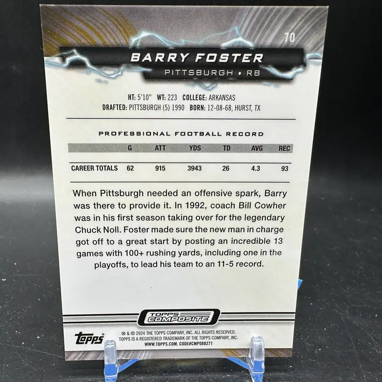 BARRY FOSTER Orange Lava Refractor /25 2023 Topps Composite Resurgence Steelers