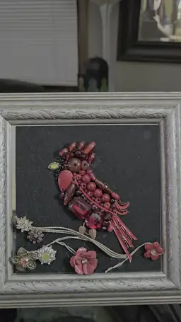 Handmade Cardinal Jewel Art – Framed One of a Kind Piece